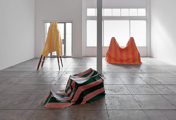 Math Bass, Body No Body Body, 2012, latex paint on canvas and wood, installation view, Overduin and Kite, Los Angeles, 2012 (artwork © Math Bass; photograph provided by Overduin and Kite)