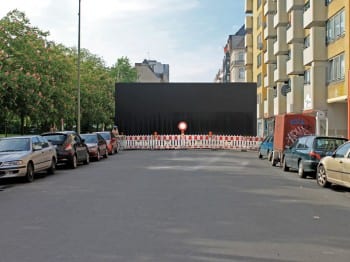 Nada Prlja, Peace Wall, 2012, installation view, Friedrichstrasse, Berlin, 2012 (artwork © Nada Prlja; photograph © Nada Prlja, provided by Berlin Biennale) 