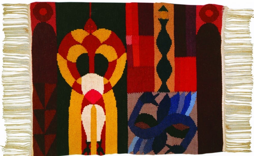 Sophie Taeuber-Arp, Untitled, 1918/1924, weaving, wool, 15¾ x 19⅝ in. (40 x 50 cm). Fondazione Marguerite Arp, Locarno (artwork in the public domain; photograph provided by Fondazione Marguerite Arp)