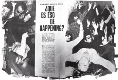 Eduardo Costa, Raúl Escari, Roberto Jacoby, Happening para un jabalí difunto (Happening for a Dead Boar), 1966, press clipping, Roberto Jacoby archive, Buenos Aires (photograph provided by Roberto Jacoby)