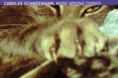 Carolee Schneemann, announcement for the exhibition More Wrong Things, 2001, postcard with image of Treasure, 3 x 5 in. (7.6 x 12.7 cm) (artwork © Carolee Schneemann; photograph provided by the artist) 