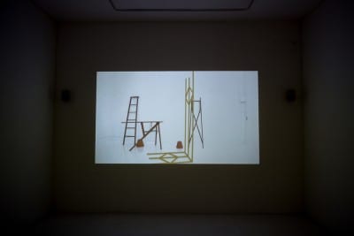 Math Bass, installation view of Drummer Boi, 2015, video with sound (artwork © Math Bass, photograph by Pablo Enriquez)