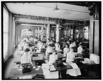 William Henry Jackson, photograph of the typewriting department, National Cash Register, Dayton, Ohio, ca. 1902 (photograph provided by Library of Congress)