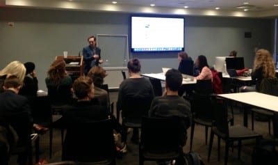 Wikipedian Lane Rasberry's session on LGBT projects was one of four breakout sessions that happened over the course of the day. (photograph © Chelsea Spengemann)