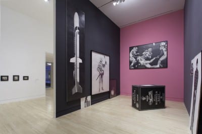 Graphite, installation view of Karl Haendel’s installation of drawings (at right),  Indianapolis Museum of Art, Indianapolis, Indiana, December 7, 2012–June 2, 2013 (artwork © Karl Haendel; photograph provided by Indianapolis Museum of Art)