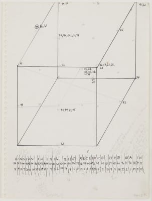 Trisha Brown, Untitled (Locus), 1975, ink and graphite on paper, 8 pages, 5 pages 12 x 9 in. (30.6 x 22.9 cm), 3 pages 17 x 14⅛ in. (43.2 x 35.9 cm) (artwork © Trisha Brown; photographs provided by Sikkema Jenkins & Co., New York)