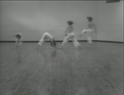 Unknown videographer, still from Locus, 1975, video, shot at Mills College, 1977, sound, 14 min. 12 sec., from 2-DVD set Trisha Brown Early Works 1966–1979 (New York: ArtPix, 2005)