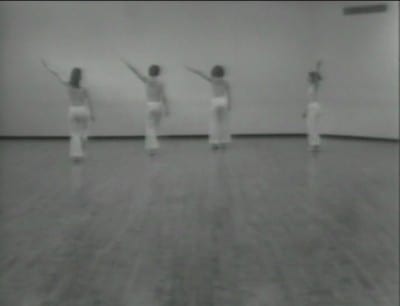 Unknown videographer, still from Locus, 1975, video, shot at Mills College, 1977, sound, 14 min. 12 sec., from 2-DVD set Trisha Brown Early Works 1966–1979 (New York: ArtPix, 2005)