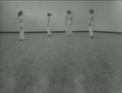 Unknown videographer, still from Locus, 1975, video, shot at Mills College, 1977, sound, 14 min. 12 sec., from 2-DVD set Trisha Brown Early Works 1966–1979 (New York: ArtPix, 2005)