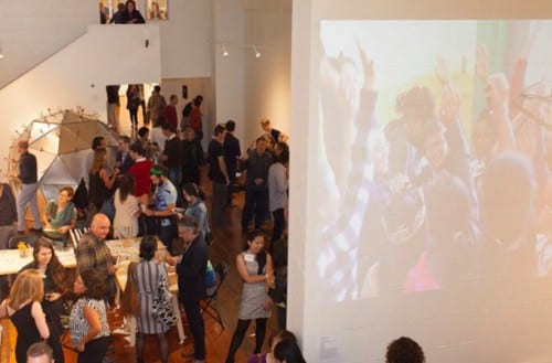 The opening reception of RESONATE, Root Division, September 2015. This was Root Division’s inaugural exhibition after the organization’s 2015 relocation (photograph © Root Division)