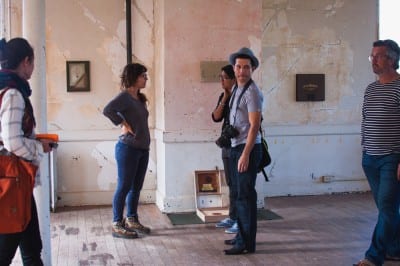 Visitors in Patricia Fernández Carcedo’s studio during Headlands’ Fall Open House (artwork © Patricia Fernández Carcedo; photograph by Rebecca Puretz, provided by Headlands Center for the Arts)