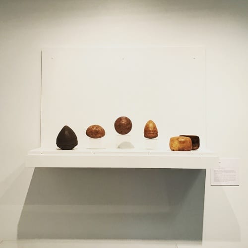 Unidentified artists, Tuareg (Mali, Niger), leather boxes, ca. 1970s, installation view, Made to Move: African Nomadic Design Handwerker Gallery, 2017. Collection of Herbert F. Johnson Museum of Art (photograph by Randi Millman-Brown)