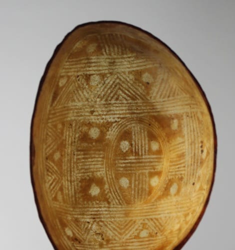 Detail of leather box showing translucency of the leather shell, ca. 1970s. Collection of Herbert F. Johnson Museum of Art (photograph by Randi Millman-Brown)