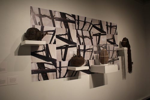 Unidentified artists, installation view of four Rendille, Turkana, or Borana (Kenya) nomadic vessels, ca. 1950s–1970s, in 