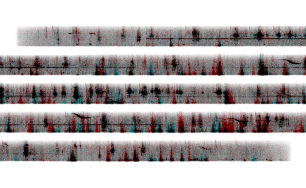 A color spectogram of the audio file accompanying this piece